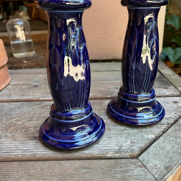 Fiesta Other - Elegant Blue Ceramic Candle Holders